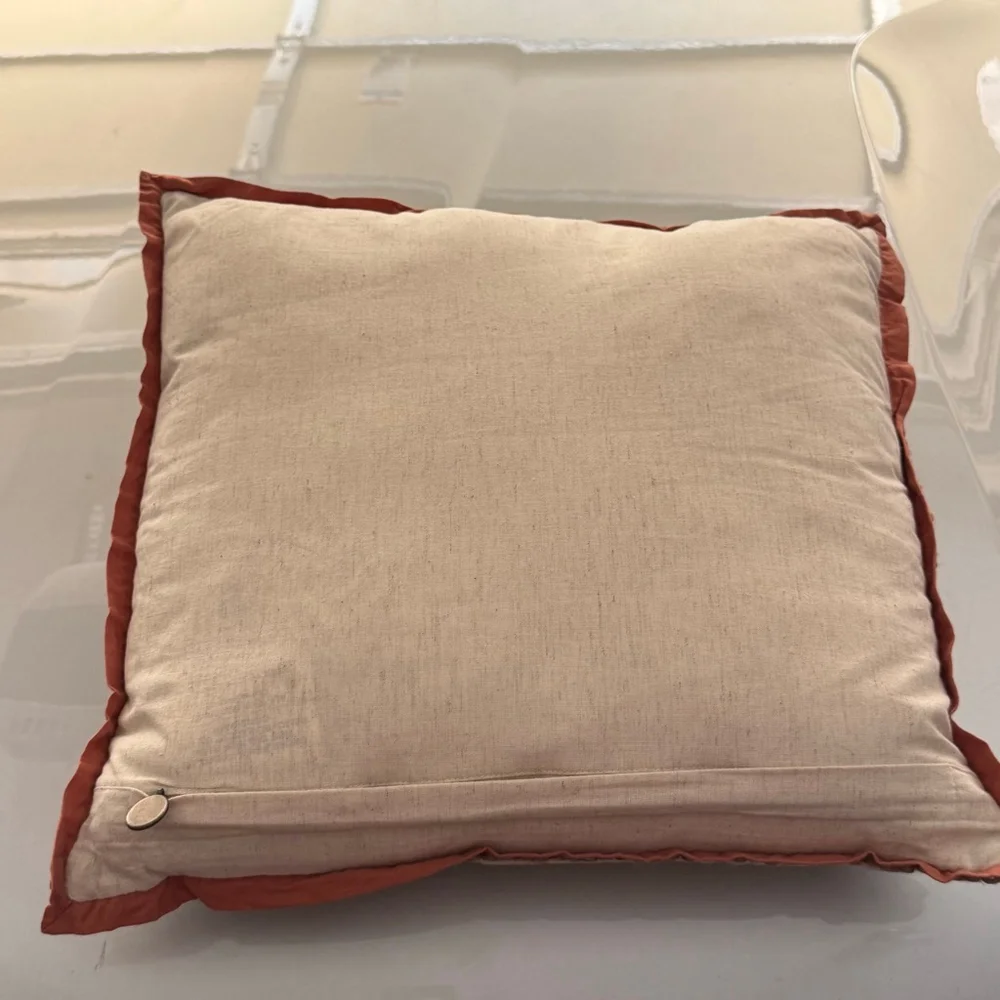 Pier 1 Imports Harvest Fall Embroidered Pumpkin Pillow 16”x16”